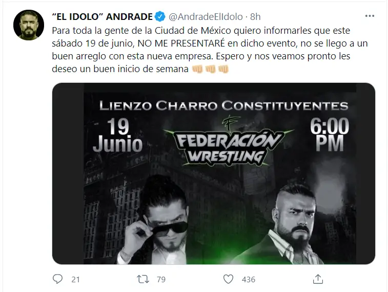 Andrade tweet june 2021